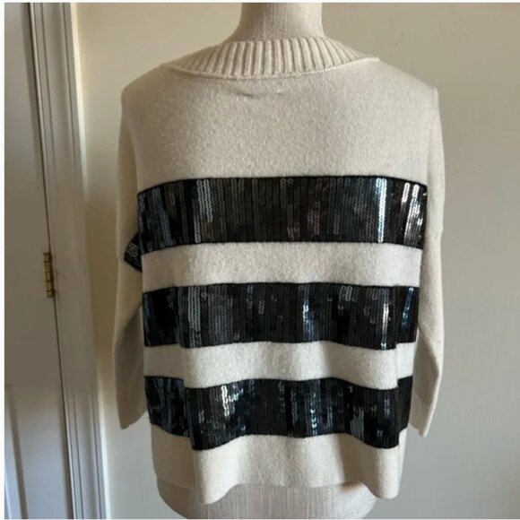 Anthropologie Maeve Cashmere Sequin v neck Sweater size XS P - Picture 6 of 11